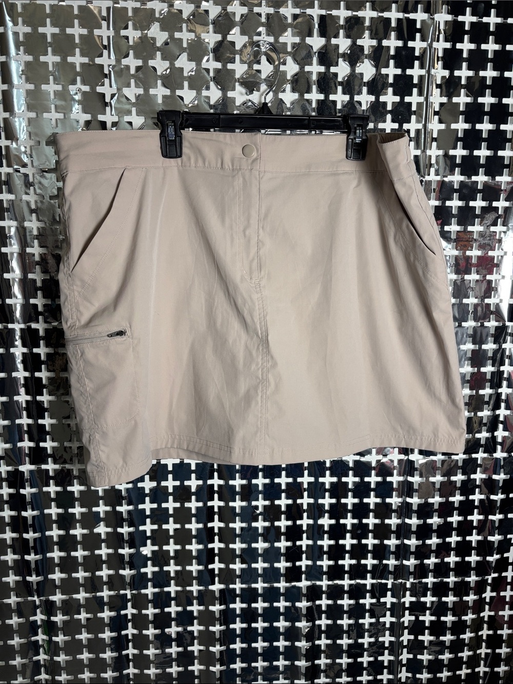 Women's Tan Cargo Skirt with Zip Pocket
